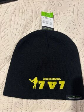 Black Beanie Hat with Yellow National 7v7 Embroidery